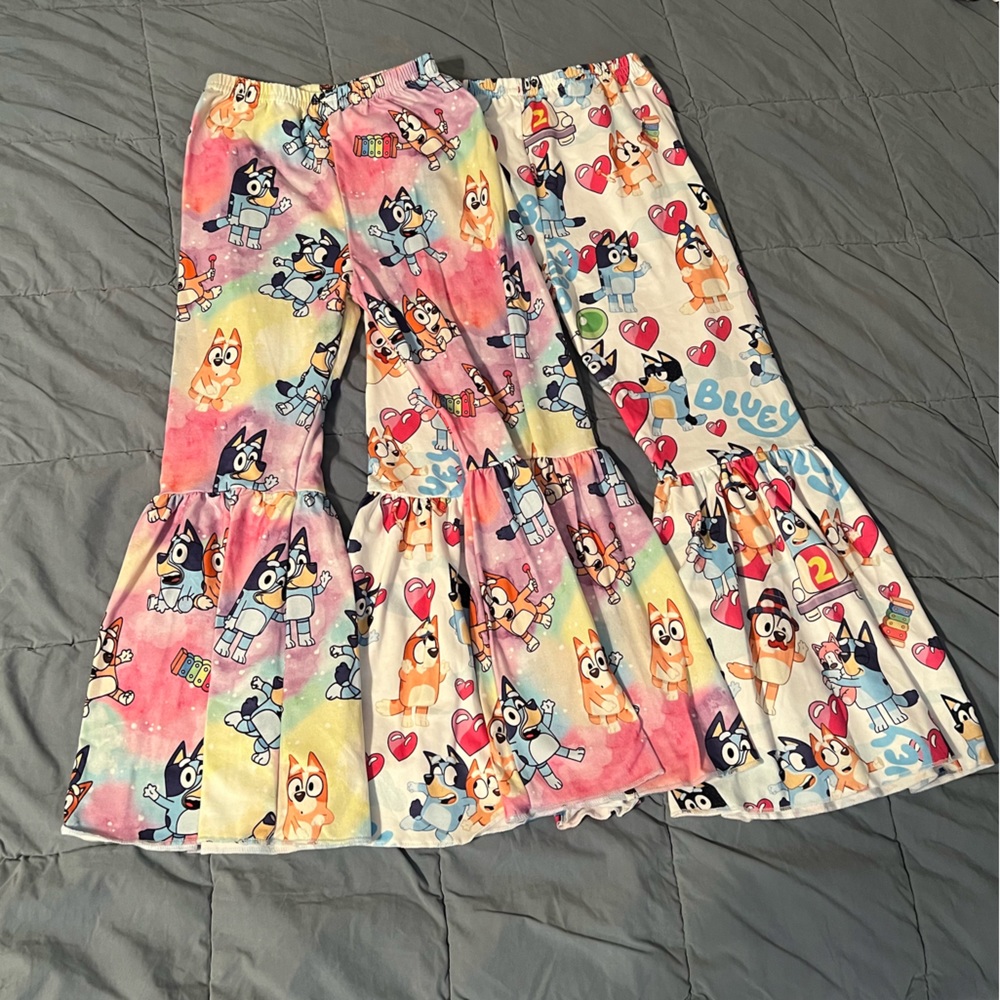 NWOT Two Pairs of Bluey Print Toddler Girl Bell Bottom / Flare Pants